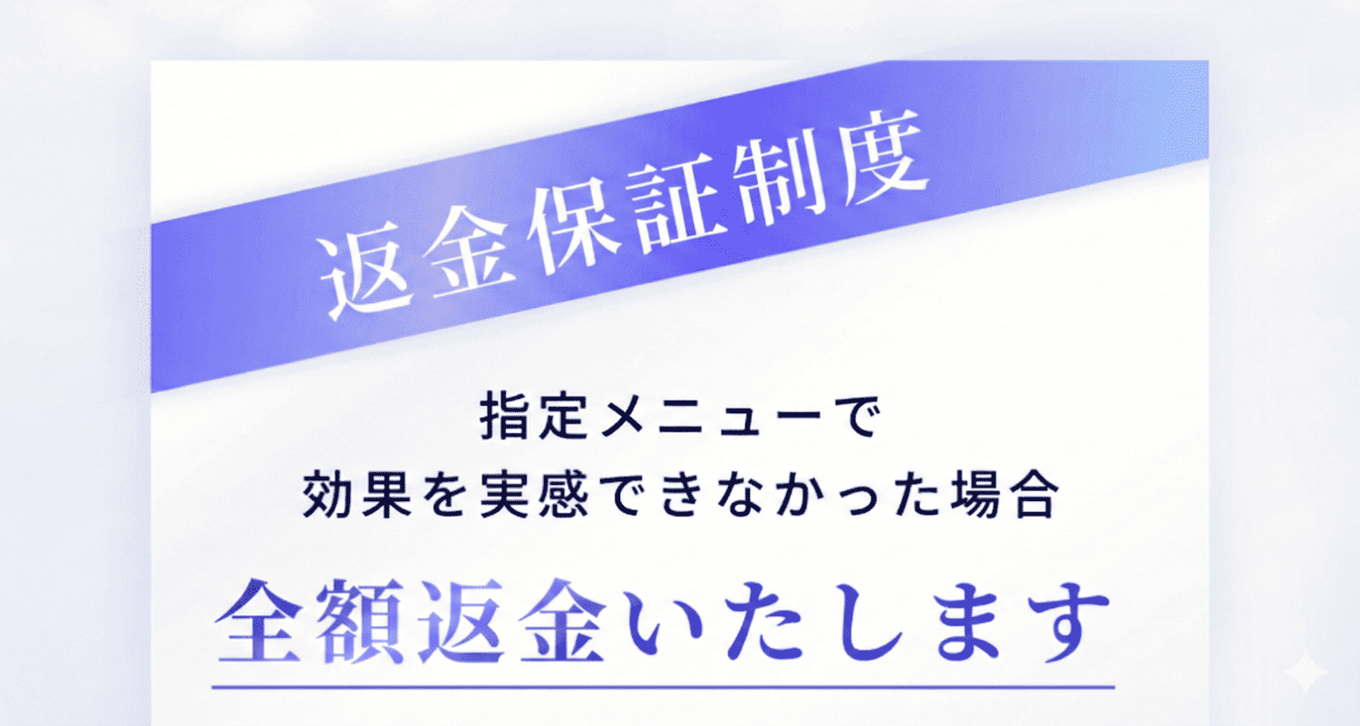 指定メニューで
効果を実感できなかった場合全額返金いたします