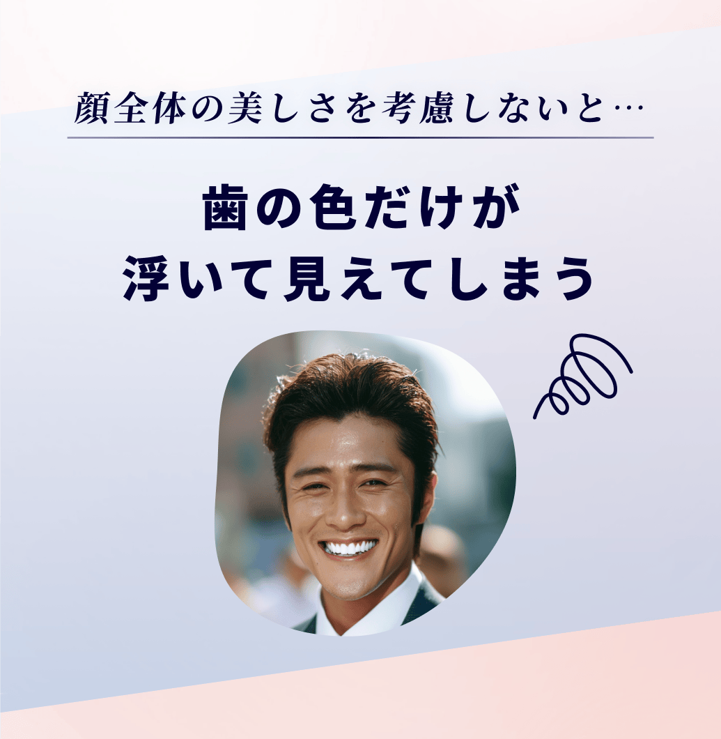 顔全体の美しさを考慮しないと歯の色だけが浮いて見えてしまう