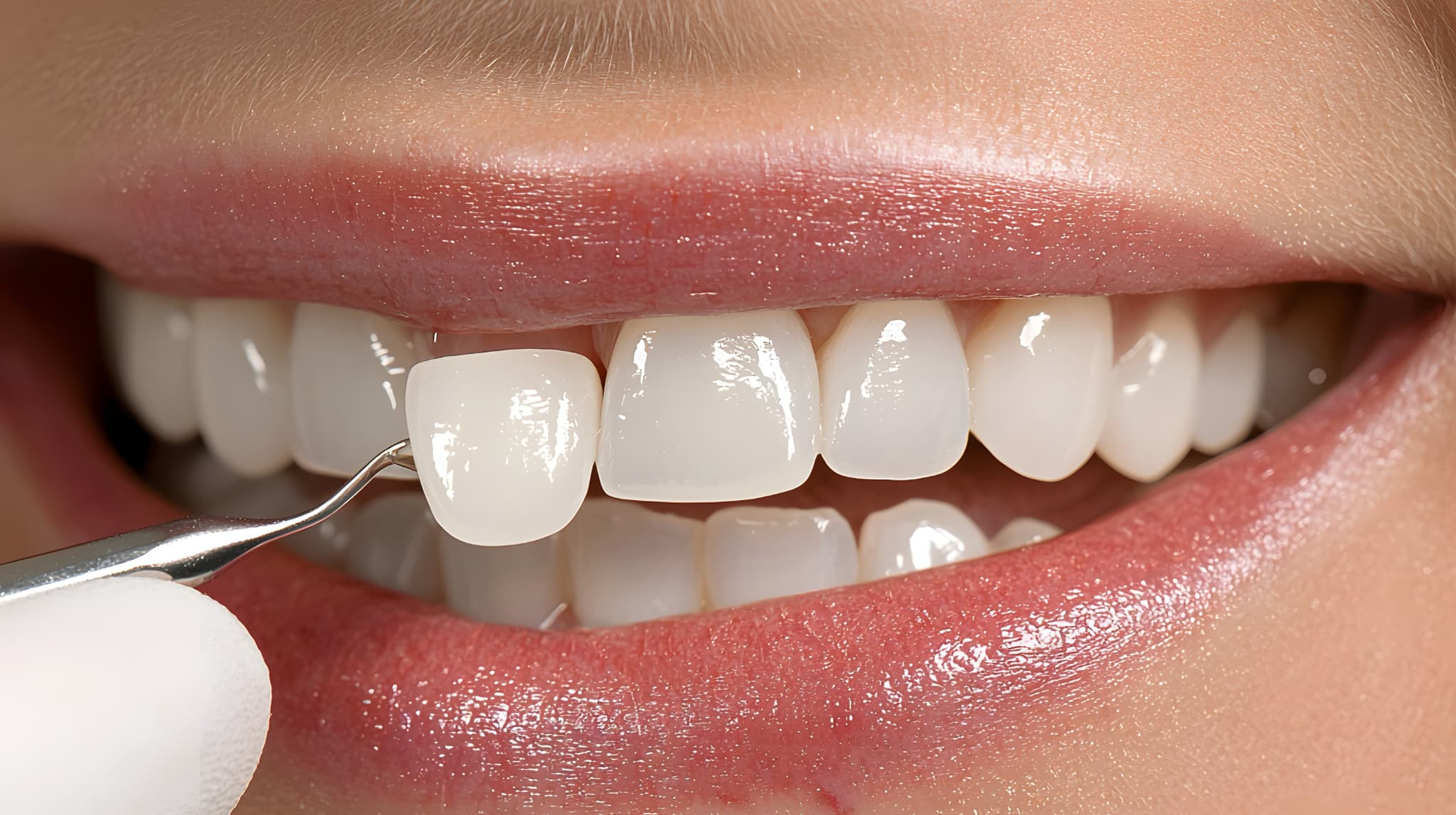 すきっ歯をラミネートベニアで治療する様子