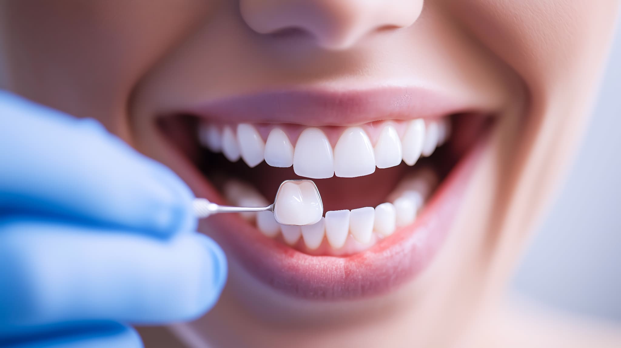 前歯のすきっ歯をラミネートベニアで治療した女性