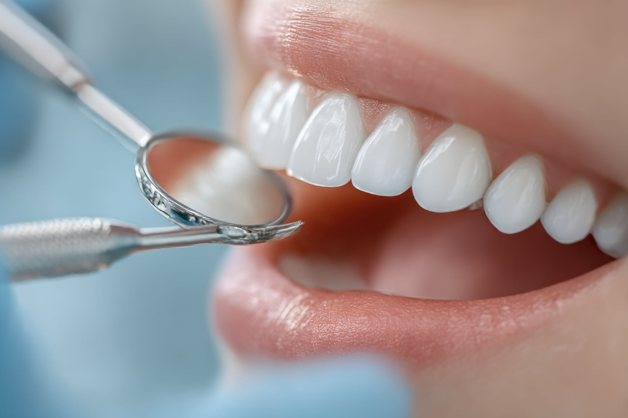 ラミネートベニアの歯の定期歯科検診を受けているイメージ